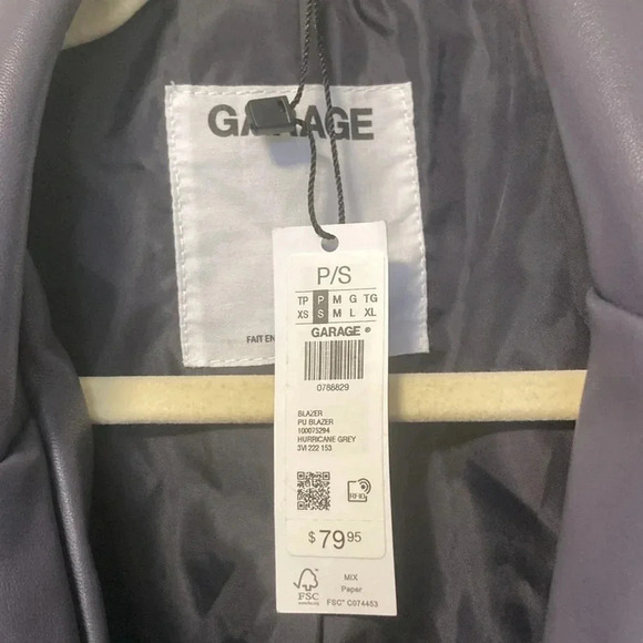 NWT Garage dark purple  faux leather blazer jacket - Picture 3 of 5